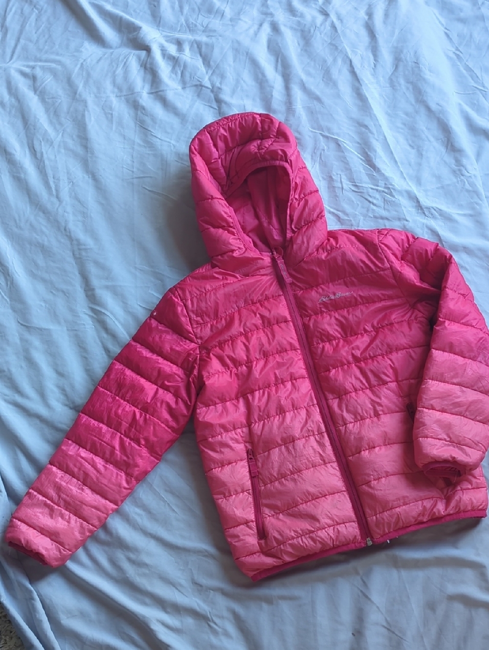 Eddie Bauer Girls Hot Pink Hooded Puffer Jacket